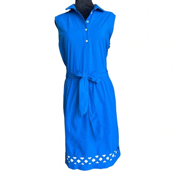 Brooks Brothers Blue Sleeveless Cotton Dress, Size 12 - Picture 1 of 6